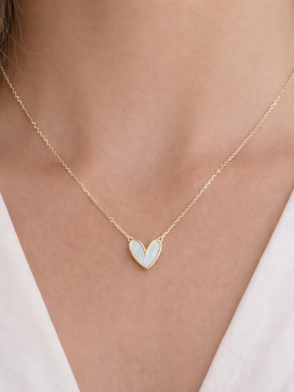 Sweetheart White Ivory Heart Pendant Necklace